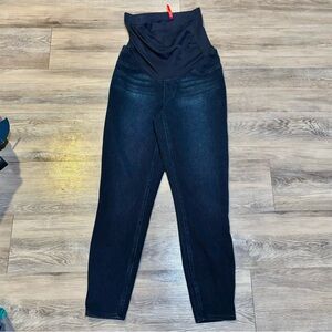 Spanx mama Jeanish slim leg dark wash band maternity ankle jeans Sz large
